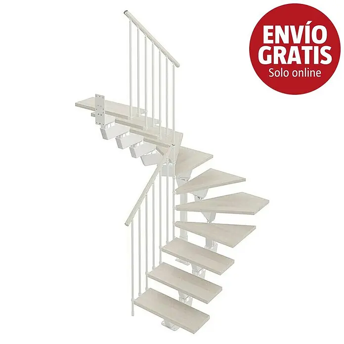 Scrigno Escalera principal Lumina U - Blanco/Blanco, 95 cm, 1/4 espiral izquierda, Altura de planta: 241 cm - 289 cm - Imagen de campaña
