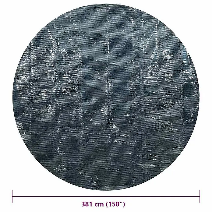 vidaXL Solarfolie für Pool Schwarz 381 x 381 cm Polyethylen -  - Runder, dunkelgrauer/silberner Solar-Poolabdeckung mit strukturierter Oberfläche, 381 cm Durchmesser.