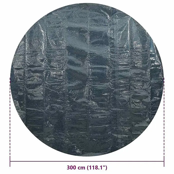 vidaXL Solarfolie für Pool Schwarz 300 x 300 cm Polyethylen -  - Runde, dunkelgraue, texturierte Solarabdeckung, 300 cm (118,1") Durchmesser.