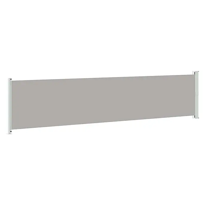 vidaXL Seitenmarkise Grau 600 x 140 cm Stoff -  - Graue ausziehbare Seitenmarkise mit weißen Pfosten für Sichtschutz.
