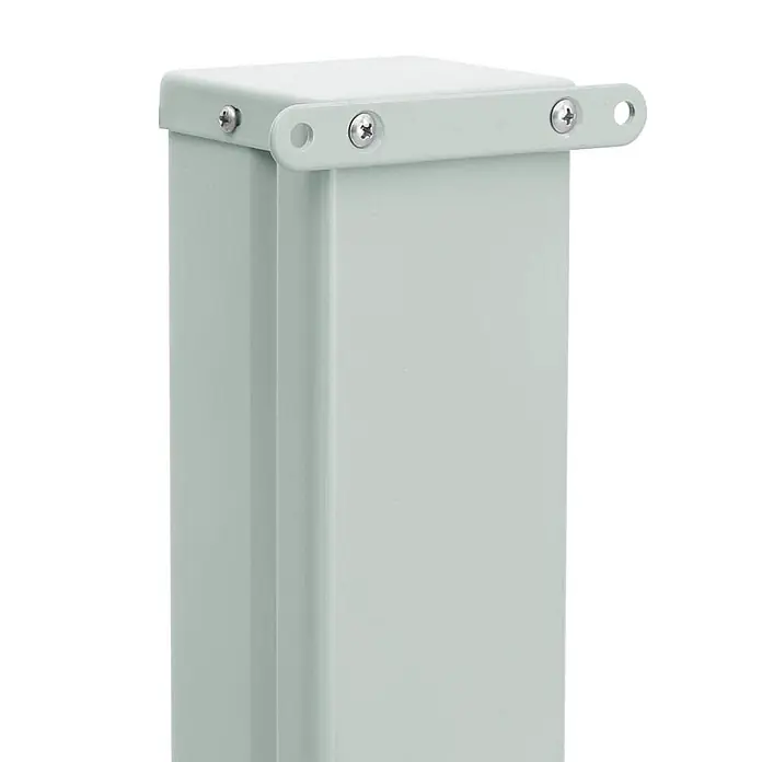 vidaXL Seitenmarkise Grau 600 x 140 cm Stoff -  - Hellgraugrüner Metallpfosten mit Kappe und integriertem Befestigungswinkel, mit Schrauben gesichert.