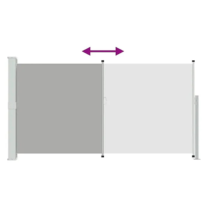 vidaXL Seitenmarkise Grau 300 x 300 x 170 cm Stoff -  - Zweifarbige ausziehbare Seitenmarkise mit grauem und weißem Stoff, zwischen zwei Metallpfosten gespannt.