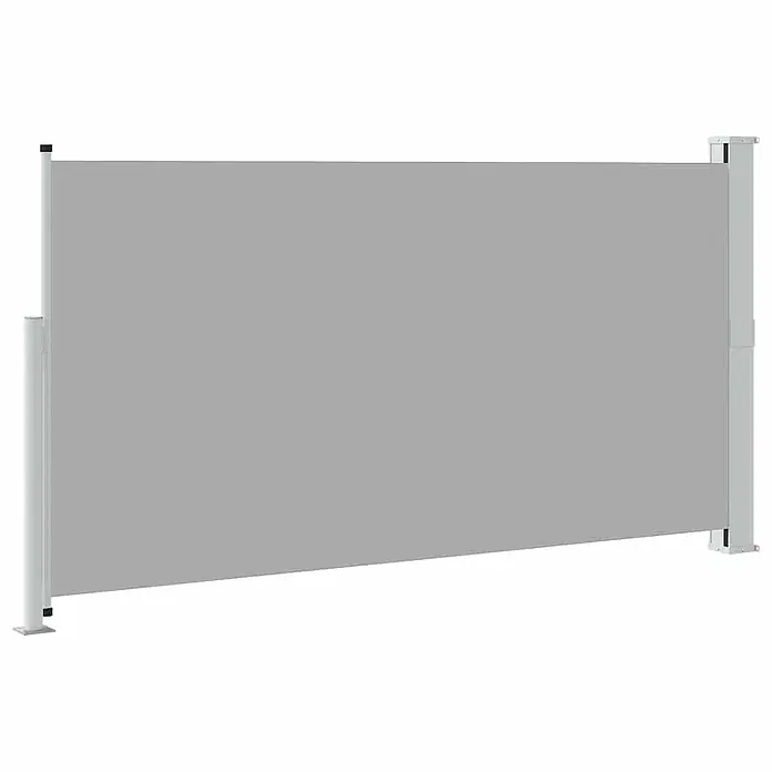 vidaXL Seitenmarkise Grau 300 x 300 x 170 cm Stoff -  - Graue ausziehbare Seitenmarkise mit Metallpfosten für Sicht- oder Windschutz.