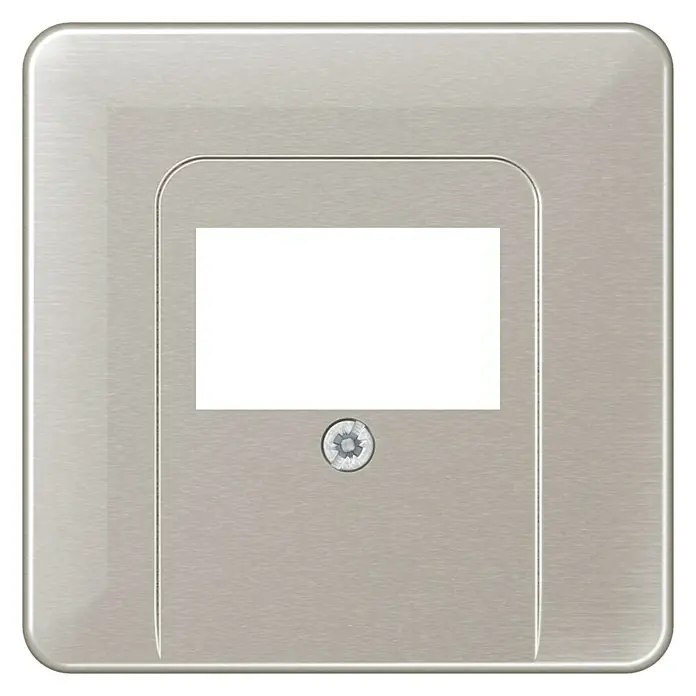 Jung CD 500 TAE-Abdeckung CD569TPT - Platin, Aluminium, IP20 - Gebürsteter Metalleinsatz mit schwarzem Bildschirm und Schraube für ein modernes, industrielles Design.