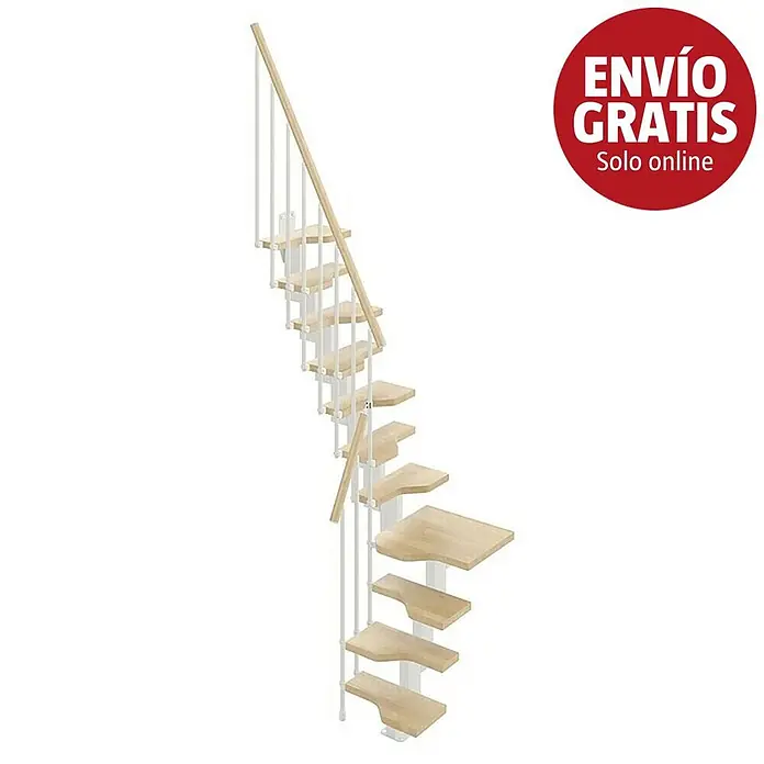 Scrigno Escalera principal Sailor L - Beige, Blanco, Ancho: 61 cm, 1/4 espiral izquierda, Con barandilla - Imagen de campaña