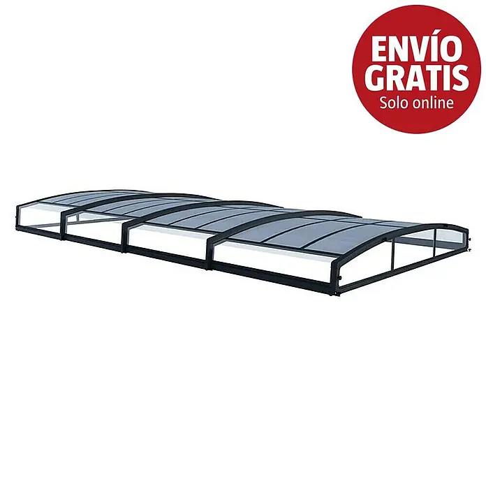 Palram – Canopia Cubierta para piscina Majorca - Específico para: Piscina, L x An: 800 x 400 cm, Aluminio - Cubierta retráctil de piscina con marco negro y paneles translúcidos.