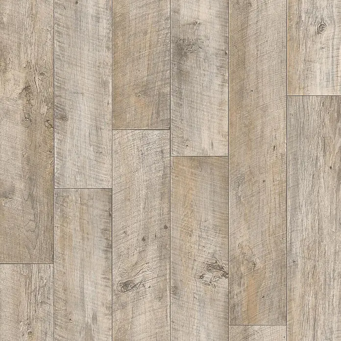PVC-Boden Meterware Vinylboden 4m Diele Eiche creme grau antik -  - Rustikaler, verwitterter Holzboden aus Dielen in hellbraun-grauen Tönen mit Maserung.