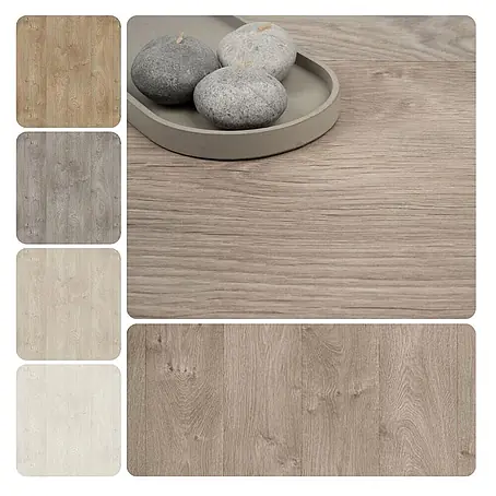 PVC-Boden Meterware Vinylboden 2m Holzoptik Diele Eiche hell-grau