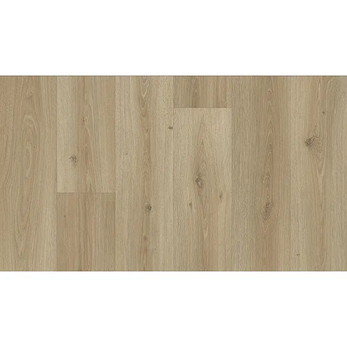 PVC-Boden Meterware Vinylboden 2m Diele Eiche rustikal -  - Helles, holzfarbenes Dielenparkett mit natürlicher Maserung und Ästen.