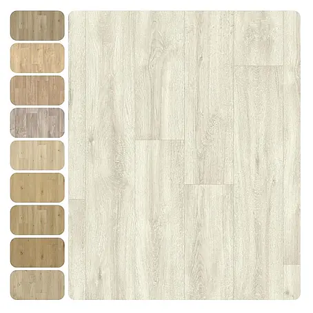 PVC-Boden Meterware Vinylboden 4m Diele Eiche hell weiss creme