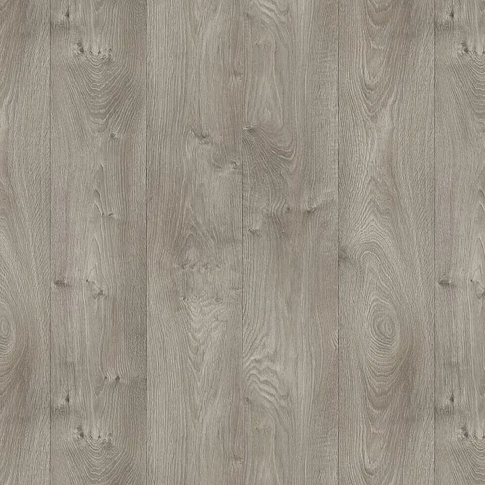 PVC-Boden Meterware Vinylboden 4m Holzoptik Diele Eiche dunkel-grau -  - Heller grauer Holzfußboden mit natürlicher Maserung und dezenten Ästen.