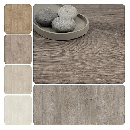 PVC-Boden Meterware Vinylboden 4m Holzoptik Diele Eiche dunkel-grau