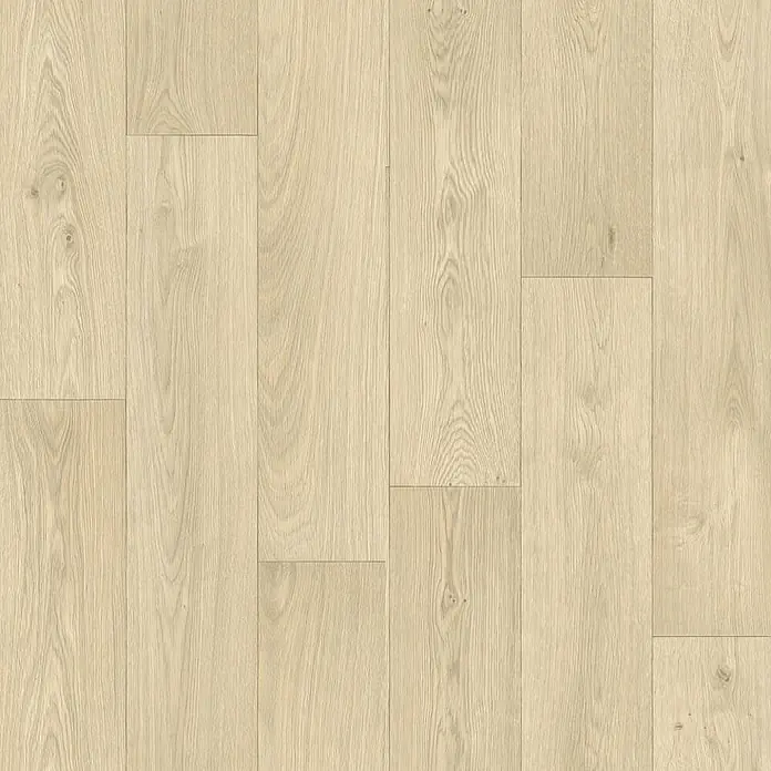 PVC-Boden Meterware Vinylboden 2m Diele Eiche hell creme -  - Heller Holzfußboden mit natürlicher Eichenmaserung und Dielenmuster.