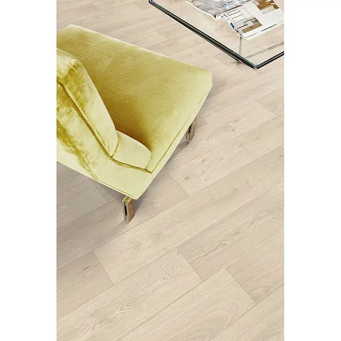 PVC-Boden Meterware Vinylboden 2m Diele Eiche hell creme weiss -  - Helle Eichenoptik-Boden mit dezenter Holzmaserung, bietet eine helle, natürliche Grundlage für Innenräume.