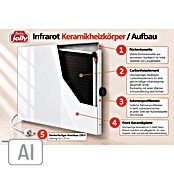 Infrarot-Keramikheizkörper (60 x 120 cm, 1.100 W, Weiß)