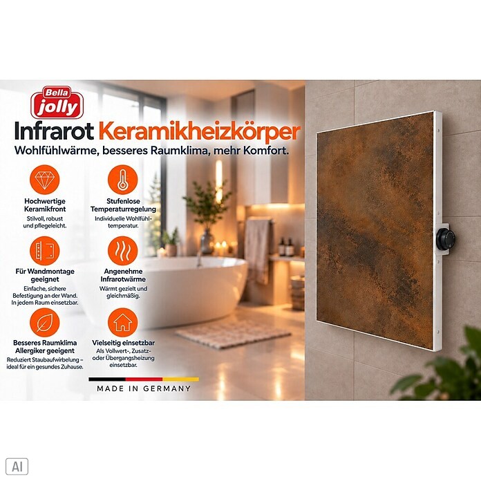 Infrarot-Keramikheizkörper (60 x 60 cm, 440 W, Anthrazit) | BAUHAUS