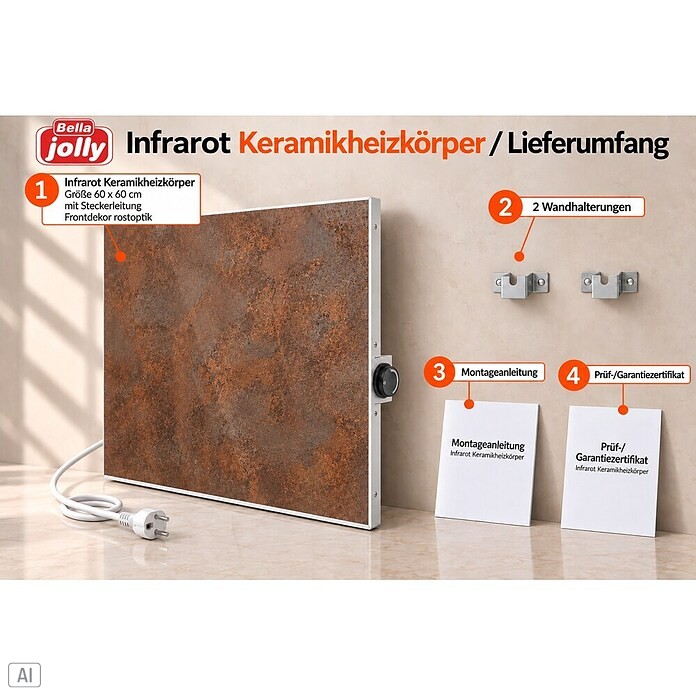 Infrarot-Keramikheizkörper (60 x 60 cm, 440 W, Anthrazit) | BAUHAUS