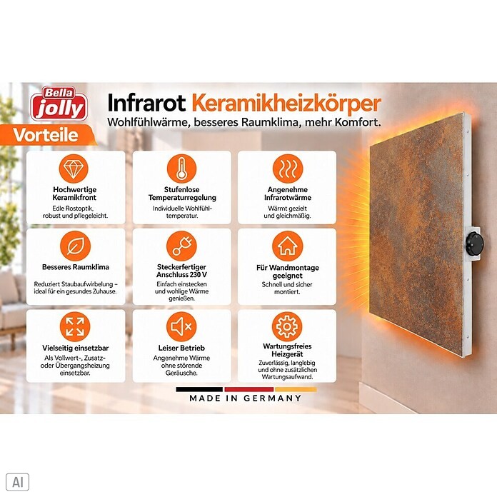 Infrarot-Keramikheizkörper (60 x 60 cm, 440 W, Anthrazit) | BAUHAUS