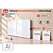 Infrarot-Keramikheizkörper (60 x 120 cm, 1.100 W, Weiß)