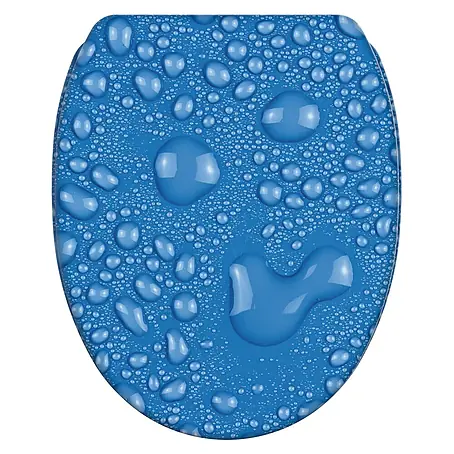 WC-Sitz mit Absenkautomatik & Top Fix Tautropfen Blau
