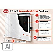Infrarot-Keramikheizkörper (60 x 120 cm, 1.100 W, Weiß/Grau)
