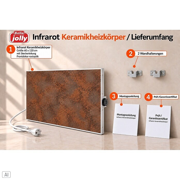 Infrarot-Keramikheizkörper (60 x 120 cm, 1 200 W, Rostoptik) | BAUHAUS