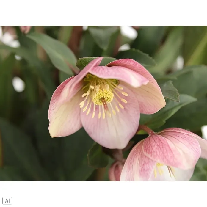 Piardino Christrose - Helleborus x sahinii 'Winterbells' (syn. Helleborus JWLS® Winterbells), Topfgröße: 19 cm, Creme-Grün (innen) & staubiges Rosa (außen) - Stimmungsaufnahme