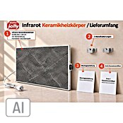 Infrarot-Keramikheizkörper Bella Jolly (60 x 120 cm, 1.100 W, Anthrazit)