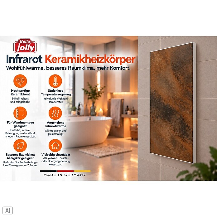 Infrarot-Keramikheizkörper (60 x 120 cm, 1 200 W, Rostoptik) | BAUHAUS