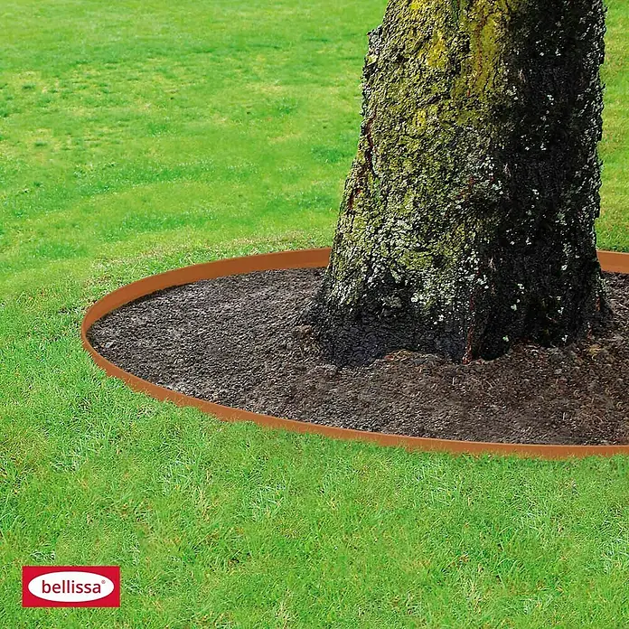 Bellissa Rasenkante Corten - Rost, 118 x 20 cm - Die Baumumrandung schützt den Baum und das Beet. Einfache Installation und langlebige Materialien.