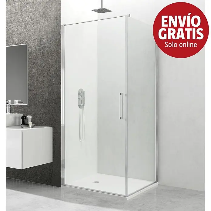 GME Mampara de ducha esquinera Open Combi A - L x An x Al: 70 x 70 x 195 cm, Plata brillo - Imagen de campaña