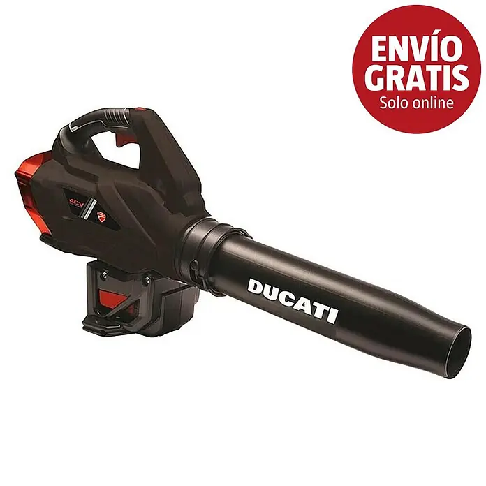 Ducati Soplador de hojas de batería DBL401L - 40 V, Sin batería, Velocidad de soplado: 193 km/h - Soplador de hojas inalámbrico Ducati 48V negro y rojo.