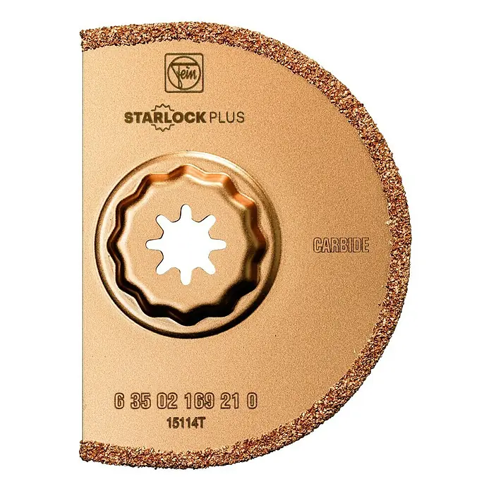 Fein Starlock Plus Hoja de sierra segmentada de metal duro - Diámetro: 90 mm, Espesor de hoja de sierra: 2,2 mm - Hoja de sierra de carburo Fein Starlock Plus. Para serrar materiales duros como baldosas, piedra, vidrio, cerámica y tableros de fibra.