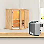 Karibu Systemsauna Fiona 1 (Mit 9 kW Saunaofen mit integrierter Steuerung, Ohne Dachkranz, 151 x 196 x 198 cm)