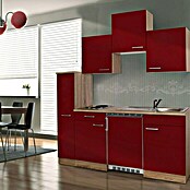 Respekta Single-keuken (Breedte: 180 cm, Met glaskeramische kookplaat, Rood)