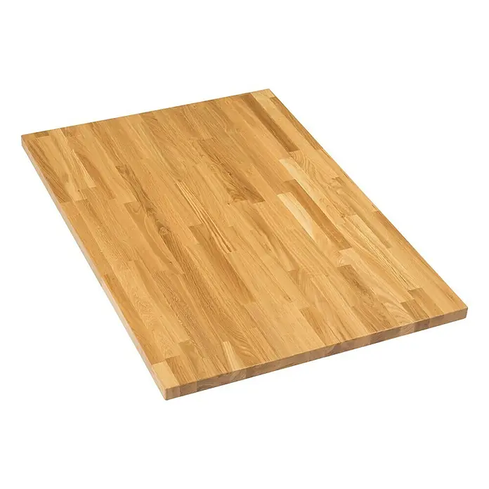 Exclusivholz Aspen Tischplatte - Eiche, 70 x 70 x 3,2 cm - Detailaufnahme einer hellen Holzplatte, ideal für Möbelbau oder als Arbeitsfläche, mit einer gut sichtbaren, natürlichen Holzmaserung.