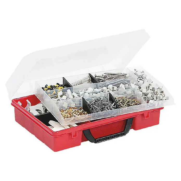 Wisent Kleinteilekoffer 3-6/8 - Anzahl Fächer: 14 Stk., 280 x 200 x 85 mm - Sortierbox mit verschiedenen Befestigungselementen, ideal für Werkstatt und Heimwerkerprojekte. Praktisch und vielseitig!
