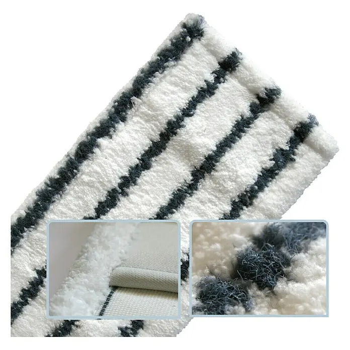 Mikrofasermopp Profi - Breite: 40 cm, 80 % Supermikrofaser, 20 % Abrasivborste - Bild einer weißen Mikrofaser-Moppauflage mit grauen Streifen, die sich ideal für die Reinigung von Hartböden eignet.