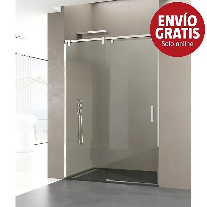 GME Mampara de ducha frontal Futura - 115 x 200 cm, Vidrio transparente, Plata brillo - Imagen de campaña