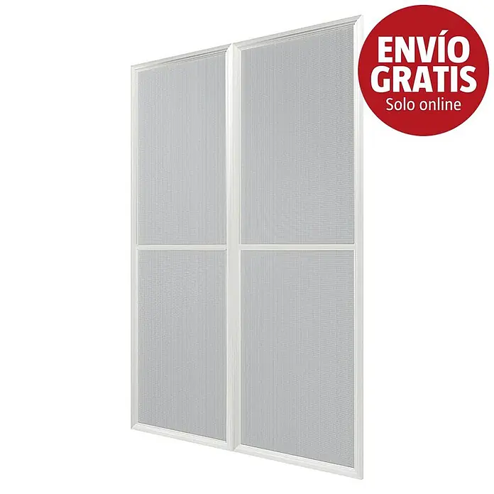 Palram – Canopia Mosquitera - An x Al: 137 x 205 cm, Específico para: Cenador Ledro - Dos mosquiteras de marco blanco con malla gris, cada una dividida en dos paneles.