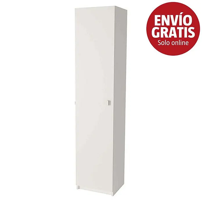 Meka Block Armario multiusos de madera K-8002 - 35,6 x 40 x 180 cm, Blanco, Número de puertas: 1 ud., Espesor: 16 mm - Armario blanco alto y estrecho con una puerta.