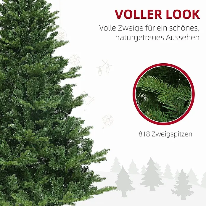 HOMCOM-Weihnachtsbaum-Ø105 x 180H cm-Grün -  - Künstlicher Weihnachtsbaum mit vollen, naturgetreuen grünen Zweigen und 818 Spitzen.