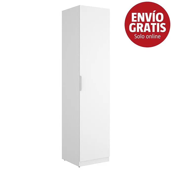 Dekit Armario para ropa Emax - L x An x Al: 51,4 x 45,5 x 203,5 cm, Blanco - Armario alto blanco de una puerta.
