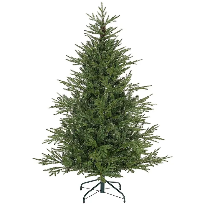 HOMCOM-Weihnachtsbaum-95L x 95B x 150H cm-Grün -  - Realistisch aussehender grüner künstlicher Weihnachtsbaum mit einem dunkelgrünen Metallständer.