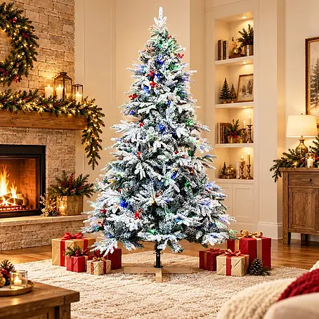 HOMAVO Künstlicher Weihnachtsbaum 150 CM Mit LED Beleuchtung
