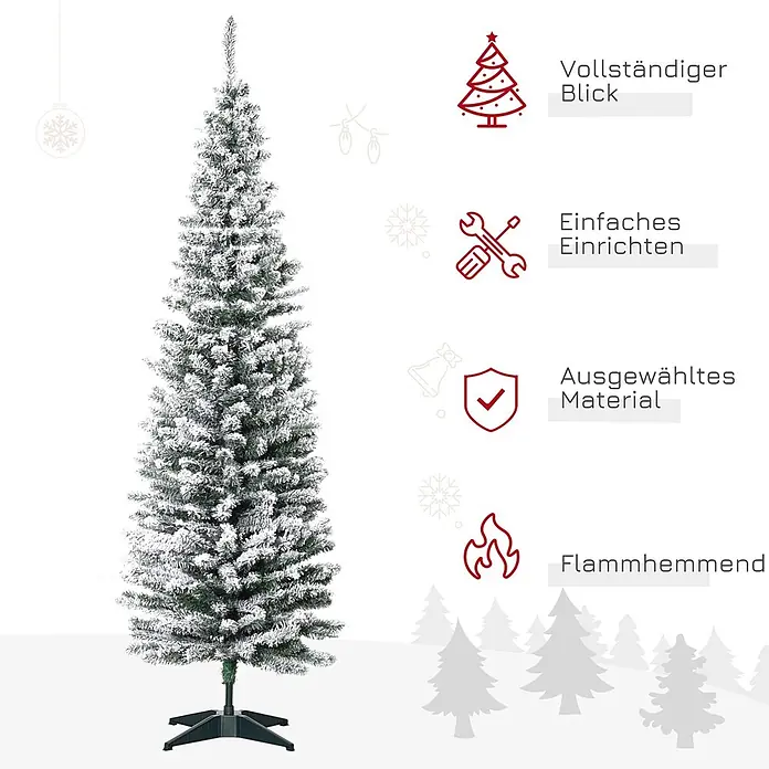 HOMCOM-Weihnachtsbaum-Ø55 x 180H cm-Grün+Weiß -  - Flockiger künstlicher Weihnachtsbaum mit Standfuß.