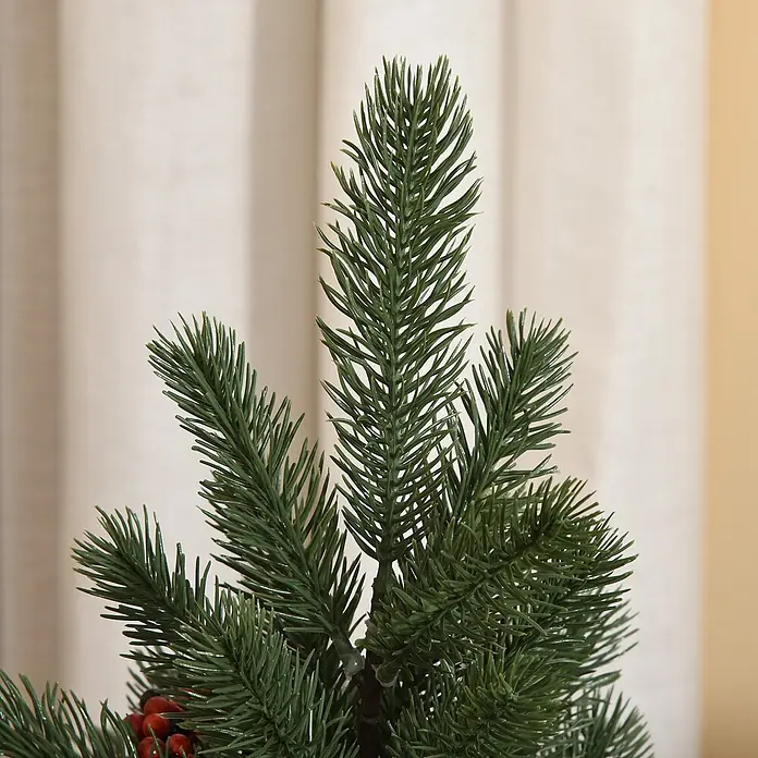 HOMCOM-Weihnachtsbaum-Ø28 x 50H cm-Grün -  - Künstliche grüne Kiefernzweige mit realistischen Nadeln und roten Beeren, zur festlichen Dekoration.