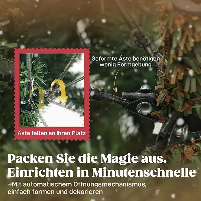 HOMCOM-Weihnachtsbaum-100L x 100B x 180H cm-Grün -  - Künstliche Tannenbaumzweige mit automatischem Öffnungsmechanismus für schnellen Aufbau.