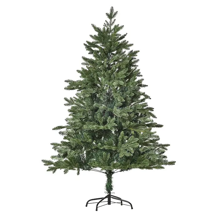 HOMCOM-Christbaum-Ø105 x 150H cm-Grün -  - Grüner künstlicher Weihnachtsbaum mit vollen Ästen und einem schwarzen Metallständer.
