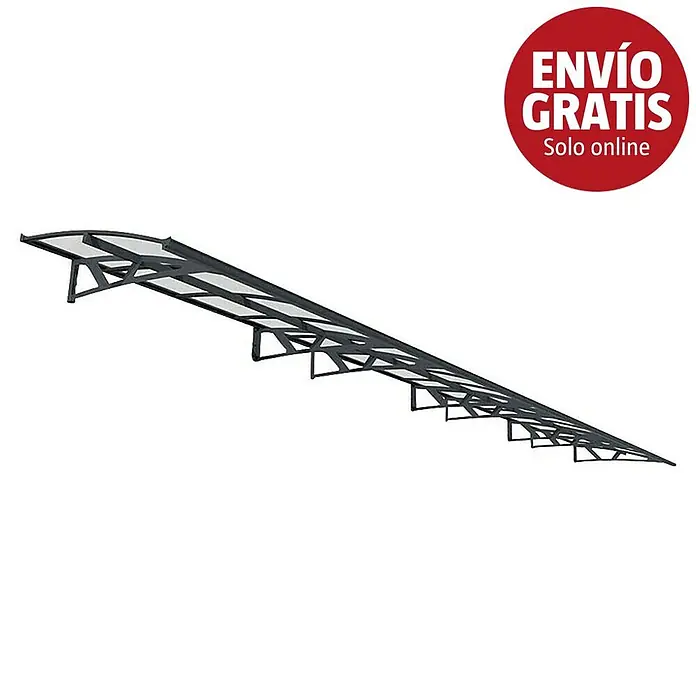 Palram – Canopia Marquesina para puerta Amsterdam - 892 x 139 x 33 cm, Gris antracita - Toldo modular largo con estructura oscura y paneles transparentes.